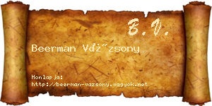 Beerman Vázsony névjegykártya